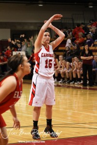 HWJ_Ellinwood_vs_Hoisington_Girls_1-20-12_0091 Hoisington Lady Cardinal Savannah Rose (#15) watches her free throw attempt against the Ellinwood Lady Eagles at the 2012 Hoisington Winter Jam Basketball Tournament.