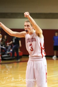 Jacob Durrett (#3) of the Hoisington Cardinals tries to will in a free throw against the Ellinwood Eagles at the Hoisington Activities Center in Hoisington, Kansas on February 10, 2012.  Photo: Joey Bahr