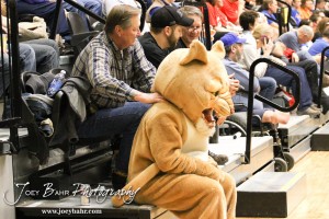 2012 Class 1A Division II Boys State Championship Semifinals A fan gives the Otis-Bison Cougar a massage during halftime of the 2012 Class 1A Division II Boys State Championship Semifinals Game at Gross Memorial Coliseum at Fort Hays State University in Hays, Kansas on March 9, 2012. Photo: Joey Bahr