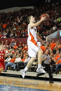 Abilene Cowboy Matthew Barlow (#3) goes up for a layup against the Fort Scott Tigers in the 2012 Class 4A Boys State Championship Quarterfinals Game at Salina Bicentennial Center in Salina, Kansas on March 8, 2012.  Photo: Joey Bahr