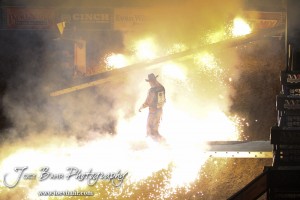 Championship Bull Riding Roto-Mix Dodge City Shootout A competitor is introduced at the Championship Bull Riding Roto-Mix Dodge City Shootout at United Wireless Arena in Dodge City, Kansas on March 17, 2012. Photo: Joey Bahr
