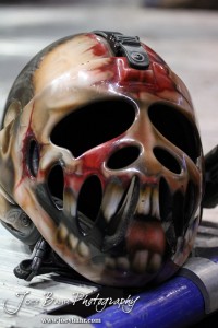 Championship Bull Riding Roto-Mix Dodge City Shootout A closer look at Stetson Lewis's helmet worn in the Championship Bull Riding Roto-Mix Dodge City Shootout at United Wireless Arena in Dodge City, Kansas on March 17, 2012. Photo: Joey Bahr