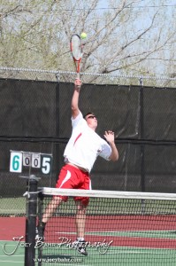 Great Bend Invitiational Boys Tennis Tournament A Hoisington player returns a volley during the Great Bend Invitiational Boys Tennis Tournament at Great Bend High School in Great Bend, Kansas on March 31, 2012. (Photo: Joey Bahr, www.joeybahr.com)