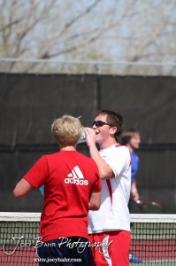 Great Bend Invitiational Boys Tennis Tournament Hoisington and Dodge City players talked after their match at the Great Bend Invitiational Boys Tennis Tournament at Great Bend High School in Great Bend, Kansas on March 31, 2012. (Photo: Joey Bahr, www.joeybahr.com)