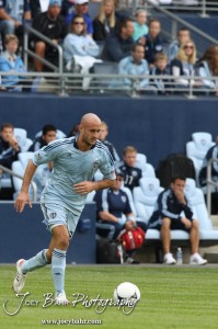 Sporting_KC_vs_LA_Galaxy_4-7-12_0641 Sporting Kansas City Defender Aurelien Collin (#78) kicks the ball against LA Galaxy at LIVESTRONG Sporting Park in Kansas City, Kansas on April 7, 2012. (Photo: Joey Bahr, www.joeybahr.com)