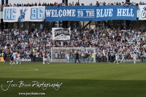 Sporting_KC_vs_LA_Galaxy_4-7-12_1023 Sporting Kansas City players celebrate their win over LA Galaxy with the Cauldron at LIVESTRONG Sporting Park in Kansas City, Kansas on April 7, 2012. (Photo: Joey Bahr, www.joeybahr.com)