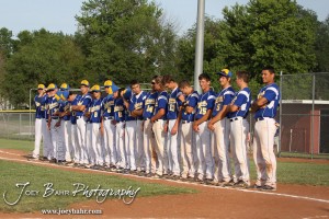 KSHSAA 4A Regional Baseball Championship The Nickerson Panthers players lineup for introductions before their game against the Colby Eagles at the KSHSAA 4A Regional Baseball Championship at Legion Field in Hoisington, Kansas on May 16, 2012. (Photo: Joey Bahr, www.joeybahr.com)