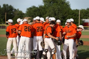 KSHSAA 4A Regional Baseball Championship The Colby Eagles break from a huddle before their game against the Nickerson Panthers at the KSHSAA 4A Regional Baseball Championship at Legion Field in Hoisington, Kansas on May 16, 2012. (Photo: Joey Bahr, www.joeybahr.com)