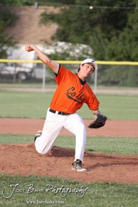 KSHSAA 4A Regional Baseball Championship Zack Stones (#11) of the Colby Eagles throws a pitch against the Nickerson Panthers at the KSHSAA 4A Regional Baseball Championship at Legion Field in Hoisington, Kansas on May 16, 2012. (Photo: Joey Bahr, www.joeybahr.com)