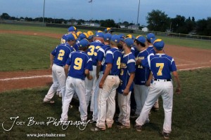 KSHSAA 4A Regional Baseball Championship Nickerson Panthers huddle up to celebrate their 4-1 victory over the Colby Eagles at the KSHSAA 4A Regional Baseball Championship at Legion Field in Hoisington, Kansas on May 16, 2012. (Photo: Joey Bahr, www.joeybahr.com)