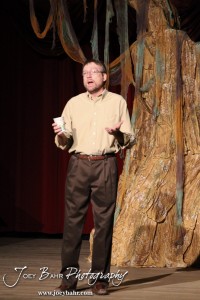 Sandy played by Doug Simmons performs during the Great Bend Community Theater's final rehearsal of "Duck Hunter Shoots Angel" by Mitch Albom at Crest Theater in Great Bend, Kansas on April 17, 2013. (Photo: Joey Bahr, www.joeybahr.com)