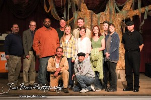 The Cast and Crew assemble for a picture following the Great Bend Community Theater's final rehearsal of "Duck Hunter Shoots Angel" by Mitch Albom at Crest Theater in Great Bend, Kansas on April 17, 2013. (Photo: Joey Bahr, www.joeybahr.com)
