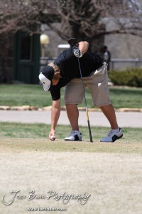 Great Bend Panther Matt Marshall tees up his ball during the Great Bend High School Boys Golf Invitational Tournament at The Club at Stoneridge in Great Bend, Kansas on April 29, 2013. (Photo: Joey Bahr, www.joeybahr.com)