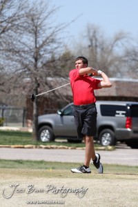 Liberal Redskin Blake Brenneman tees off during the Great Bend High School Boys Golf Invitational Tournament at The Club at Stoneridge in Great Bend, Kansas on April 29, 2013. (Photo: Joey Bahr, www.joeybahr.com)