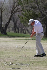 Garden City Buffalo Lucas Goss hits his ball off the fairway during the Great Bend High School Boys Golf Invitational Tournament at The Club at Stoneridge in Great Bend, Kansas on April 29, 2013. (Photo: Joey Bahr, www.joeybahr.com)
