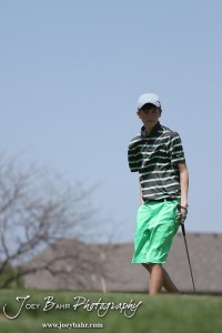 Salina South Cougar Tim Kroeker looks at where his ball lies during the Great Bend High School Boys Golf Invitational Tournament at The Club at Stoneridge in Great Bend, Kansas on April 29, 2013. (Photo: Joey Bahr, www.joeybahr.com)