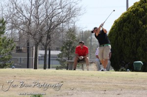 Great Bend Panther Matt Marshall tees off during the Great Bend High School Boys Golf Invitational Tournament at The Club at Stoneridge in Great Bend, Kansas on April 29, 2013. (Photo: Joey Bahr, www.joeybahr.com)