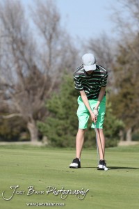 Salina South Cougar Tim Kroeker putts during the Great Bend High School Boys Golf Invitational Tournament at The Club at Stoneridge in Great Bend, Kansas on April 29, 2013. (Photo: Joey Bahr, www.joeybahr.com)
