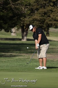 Great Bend Panther Matt Marshall chips during the Great Bend High School Boys Golf Invitational Tournament at The Club at Stoneridge in Great Bend, Kansas on April 29, 2013. (Photo: Joey Bahr, www.joeybahr.com)
