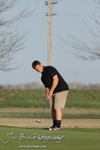 Great Bend Panther Tanner Neeland putts during the Great Bend High School Boys Golf Invitational Tournament at The Club at Stoneridge in Great Bend, Kansas on April 29, 2013. (Photo: Joey Bahr, www.joeybahr.com)
