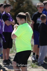 Competitors take part in the 7th Grade Girls Shot Put at the Oiler Relays at Barton Community College in Great Bend, Kansas on April 4, 2013. (Photo: Joey Bahr, www.joeybahr.com)