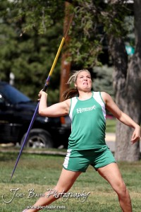 A Northern Valley competitor throws the javelin during the 2013 KSHSAA Class 1A Regional Track and Field competition at Lewis Field on the campus of Fort Hays State University in Hays, Kansas on May 17, 2013. (Photo: Joey Bahr, www.joeybahr.com)