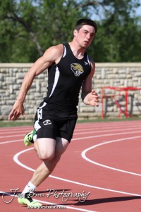 Marshall Jay of LaCrosse runs in the 200 Meter Dash Preliminaries during the 2013 KSHSAA Class 1A Regional Track and Field competition at Lewis Field on the campus of Fort Hays State University in Hays, Kansas on May 17, 2013. (Photo: Joey Bahr, www.joeybahr.com)