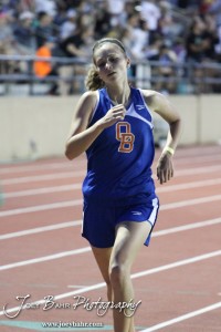 Otis-Bison's Hannah Bannister competes in the Girls 3200 Meter Run during the 2013 KSHSAA Class 1A Regional Track and Field competition at Lewis Field on the campus of Fort Hays State University in Hays, Kansas on May 17, 2013. (Photo: Joey Bahr, www.joeybahr.com)